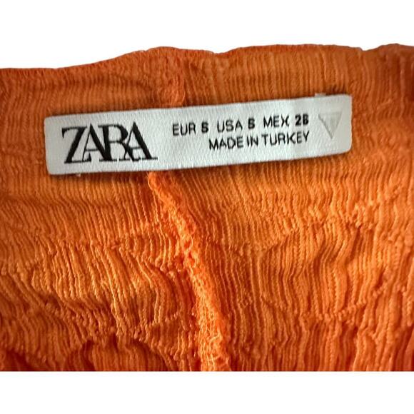 Zara Orange Fitted Texture Midi Dress (S) - Picture 12 of 16